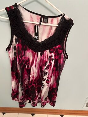 new directions Pink and Black Lace-Trim Sleeveless Camisole